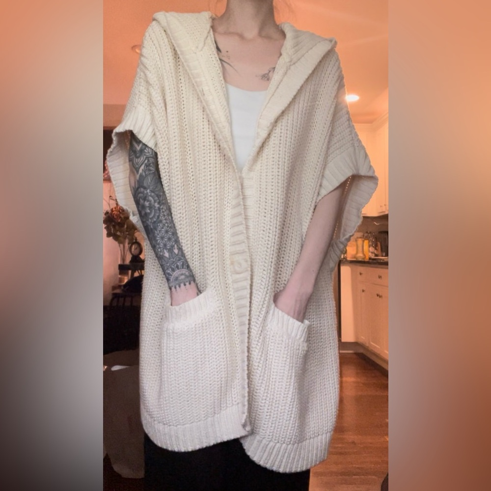 American Eagle Aerie oversized chunky hooded cape cardigan